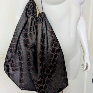 XL Gucci Italy Drawstring Dustbag for Shoes or Handbag Logo Monogram Large EUC